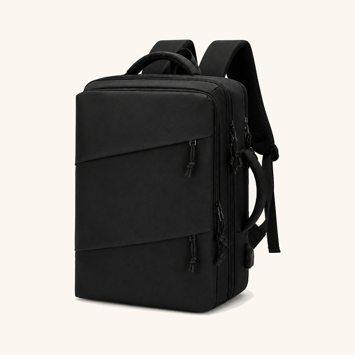 Sac � Dos Multifonction Imperm�able - Ordinateur 15,6 Pouces, Ouverture 180�, Grande Capacit� | Voyage, Travail & �cole Noir sans logo ni texte