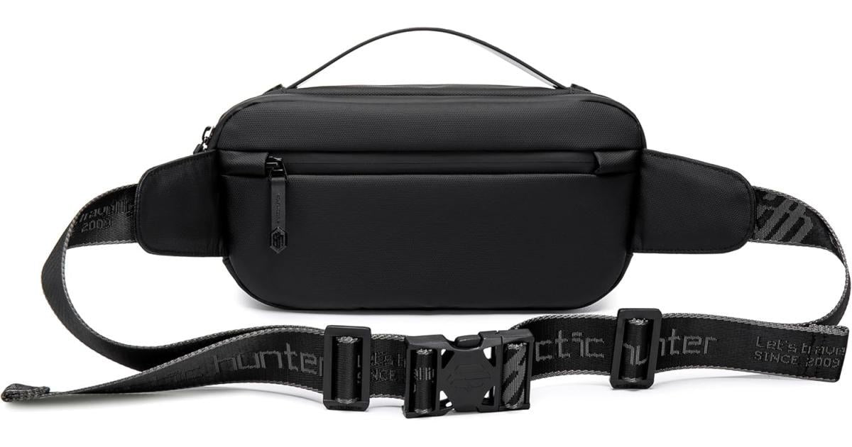 Arctic Hunter Sling Bag Homme Noir – Sac Bandoulière Crossbody Résistant à l’Eau pour Voyage & - vue 3