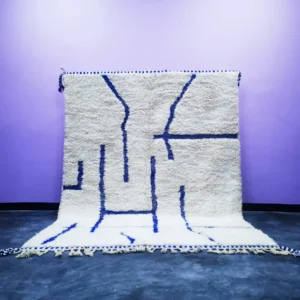 Original Vintage Beni Ourain Carpet White Blue RBW4WH