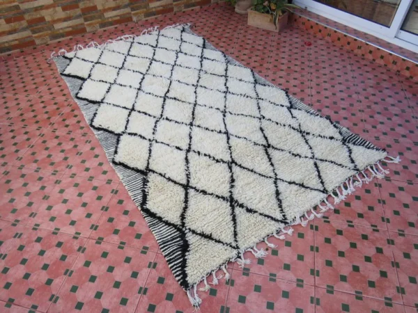 White Original Handcrafted Vintage Beni Ourain Carpet RBW1WB - Image 3