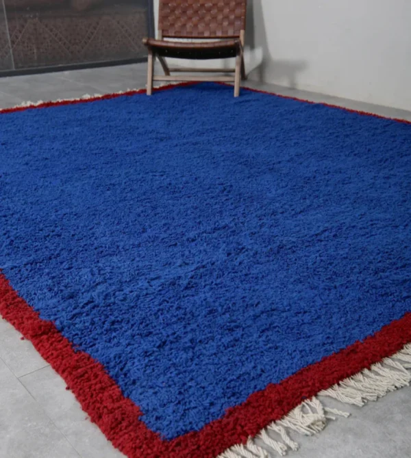 Original Blue Handcrafted Vintage Beni Ourain Carpet RBW3BU - Image 4