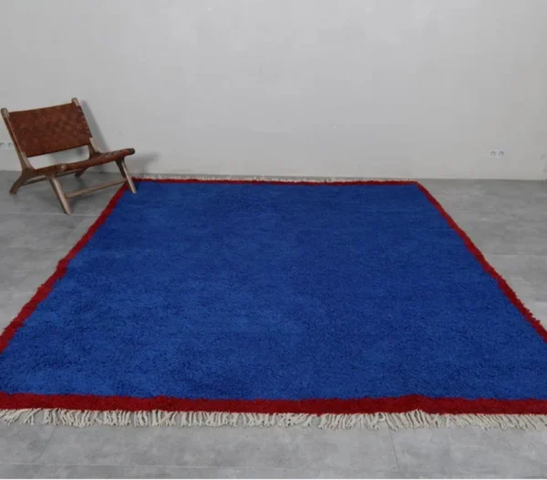 Original Blue Handcrafted Vintage Beni Ourain Carpet RBW3BU - Image 2