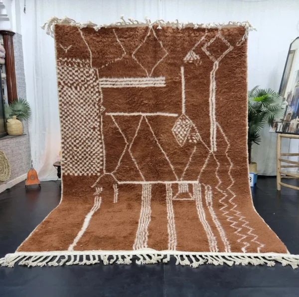 Brown Handmade Vintage Beni Ourain Carpet RBW3BR .