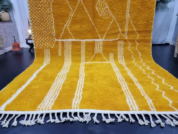 Original Handcrafted Vintage Beni Ourain Carpet Mustard RBW2MU - Image 5