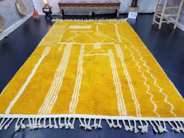 Original Handcrafted Vintage Beni Ourain Carpet Mustard RBW2MU - Image 4