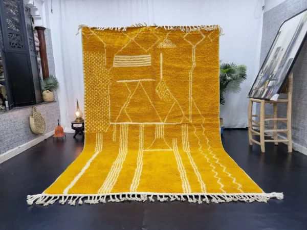 Original Handcrafted Vintage Beni Ourain Carpet Mustard RBW2MU