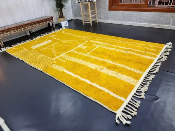 Original Handcrafted Vintage Beni Ourain Carpet Mustard RBW2MU - Image 3