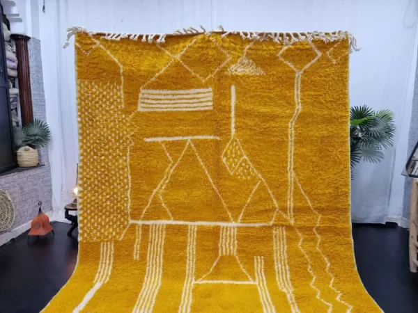 Original Handcrafted Vintage Beni Ourain Carpet Mustard RBW2MU - Image 2