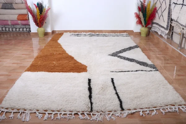 White Brown Vintage Beni Ourain Carpet RBW1BR - Image 5