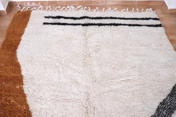 White Brown Vintage Beni Ourain Carpet RBW1BR - Image 4
