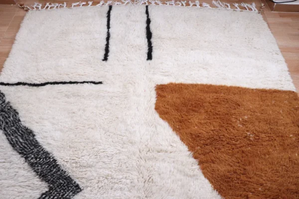 White Brown Vintage Beni Ourain Carpet RBW1BR - Image 3