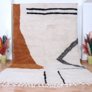 White Brown Vintage Beni Ourain Carpet RBW1BR