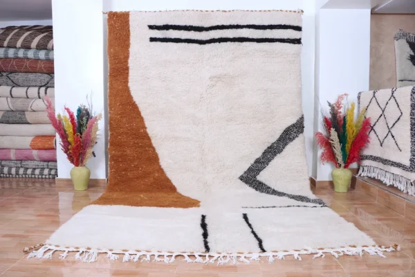 White Brown Vintage Beni Ourain Carpet RBW1BR