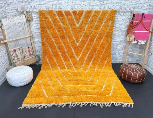 Original Handcrafted Vintage Beni Ourain Carpet Mustard RBW1MU