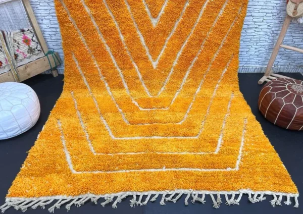 Original Handcrafted Vintage Beni Ourain Carpet Mustard RBW1MU - Image 2