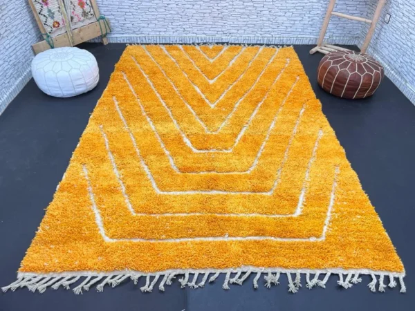 Original Handcrafted Vintage Beni Ourain Carpet Mustard RBW1MU - Image 3