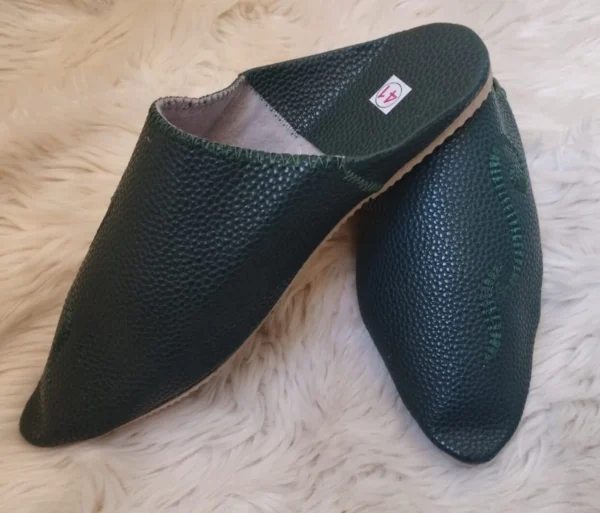 100% leather Moroccan slippers Men's leather handmade babouche  slippers - Image 4