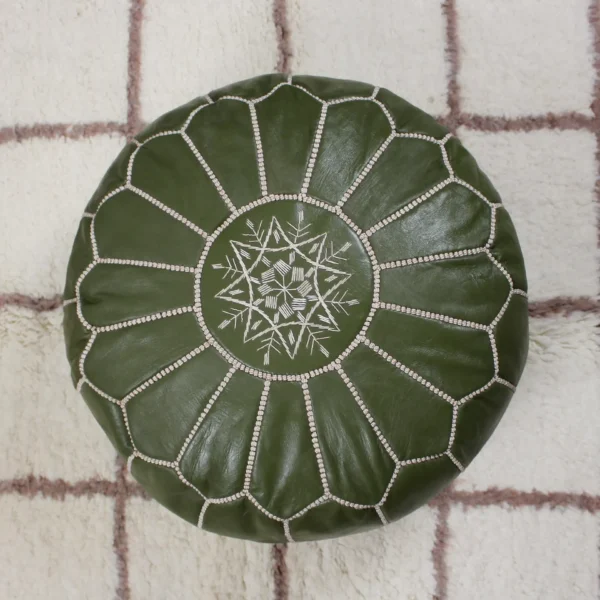 Moroccan leather pouf, Berber pouf, handmade round pouf