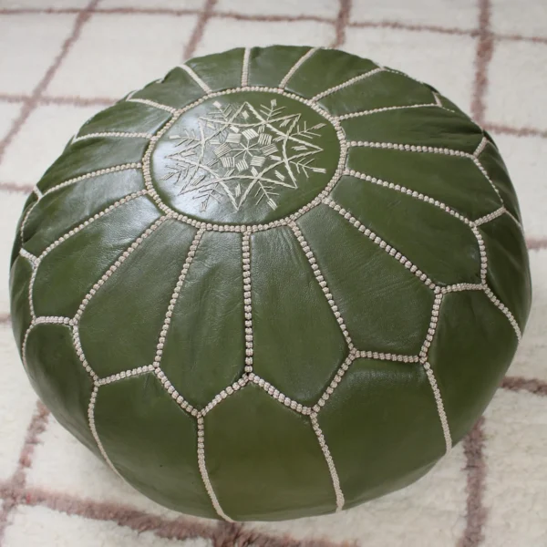 Moroccan leather pouf, Berber pouf, handmade round pouf - Image 7