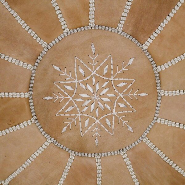 Moroccan leather pouf, Berber pouf, handmade round pouf - Image 3