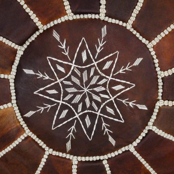 Moroccan leather pouf, Berber pouf, handmade round pouf - Image 7