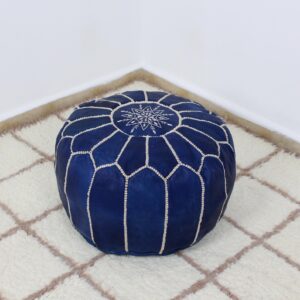 Moroccan leather pouf, Berber pouf, handmade round pouf
