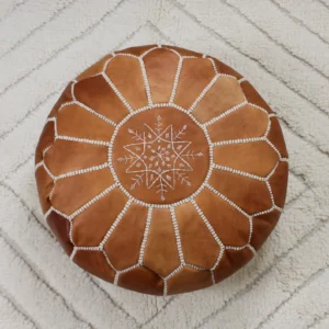 Moroccan leather pouf, Berber pouf, handmade round pouf