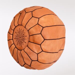 Moroccan leather pouf, Berber pouf, handmade round pouf