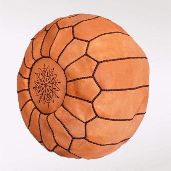 Moroccan leather pouf, Berber pouf, handmade round pouf