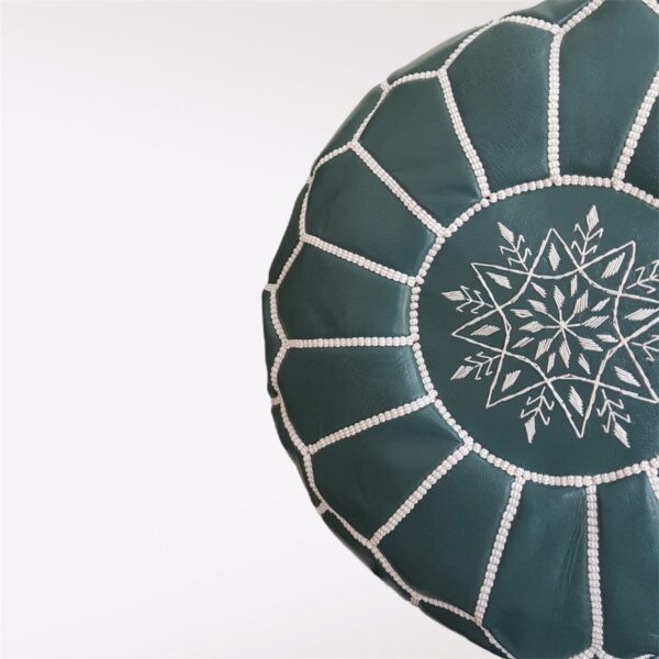Moroccan leather pouf, Berber pouf, handmade round pouf - Image 4