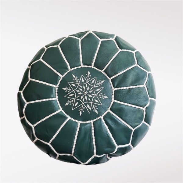 Moroccan leather pouf, Berber pouf, handmade round pouf - Image 3