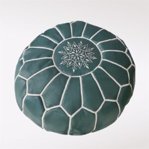 Moroccan leather pouf, Berber pouf, handmade round pouf
