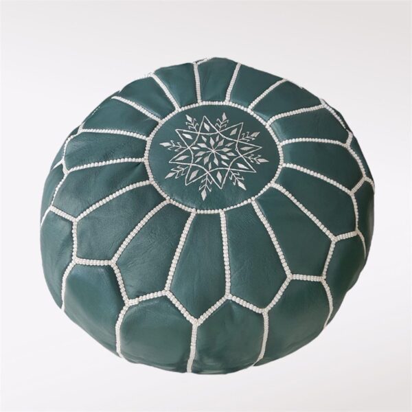 Moroccan leather pouf, Berber pouf, handmade round pouf
