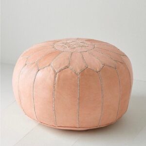 Moroccan leather pouf, Berber pouf, handmade round pouf