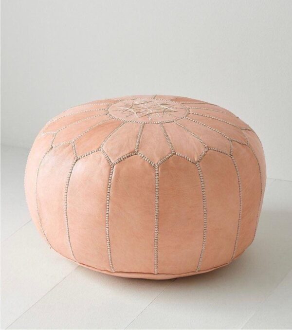 Moroccan leather pouf, Berber pouf, handmade round pouf
