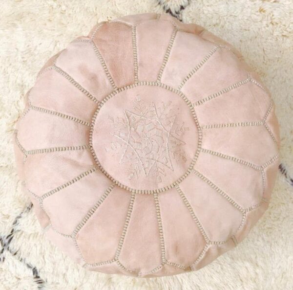 Moroccan leather pouf, Berber pouf, handmade round pouf - Image 4