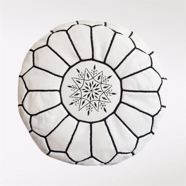 Moroccan leather pouf, Berber pouf, handmade round pouf - Image 4