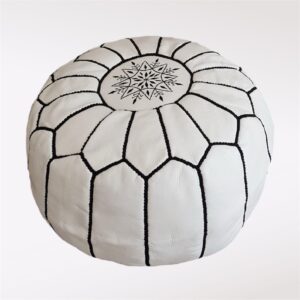 Moroccan leather pouf, Berber pouf, handmade round pouf
