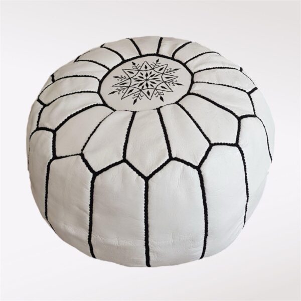 Moroccan leather pouf, Berber pouf, handmade round pouf