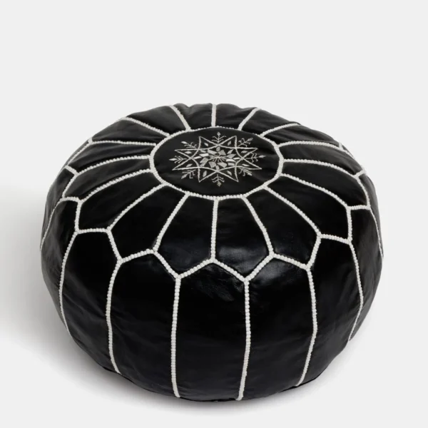 Moroccan leather pouf, Berber pouf, handmade round pouf - Image 10