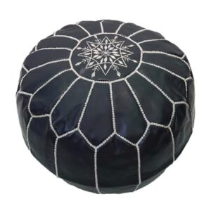 Moroccan leather pouf, Berber pouf, handmade round pouf