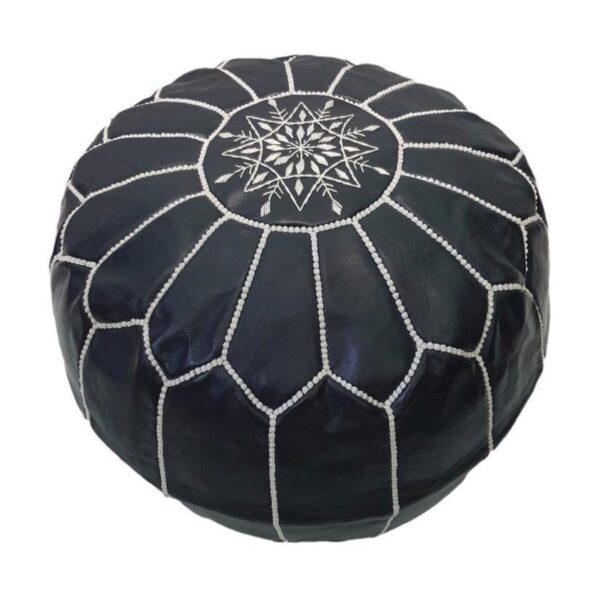 Moroccan leather pouf, Berber pouf, handmade round pouf