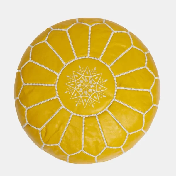 Moroccan leather pouf, Berber pouf, handmade round pouf - Image 6