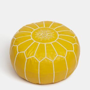 Moroccan leather pouf, Berber pouf, handmade round pouf