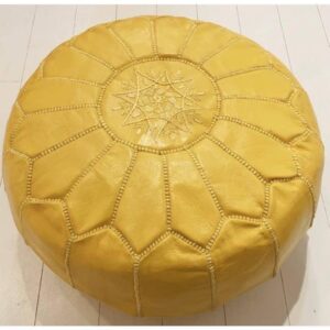 Moroccan leather pouf, Berber pouf, handmade round pouf