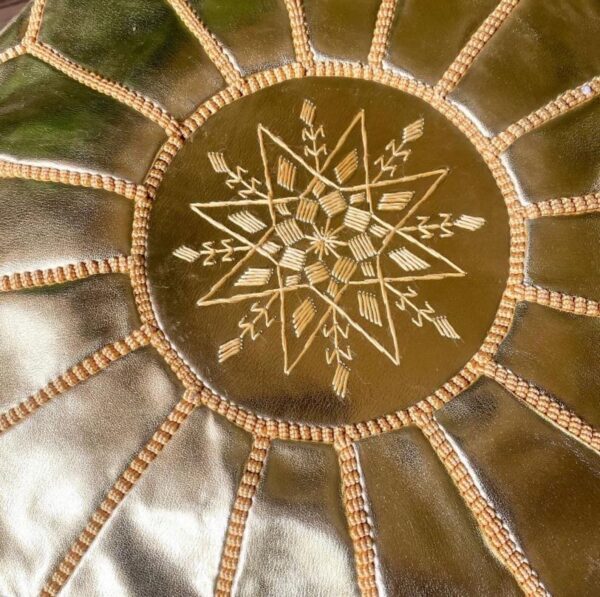 Moroccan leather pouf, Berber pouf, handmade round pouf - Image 7