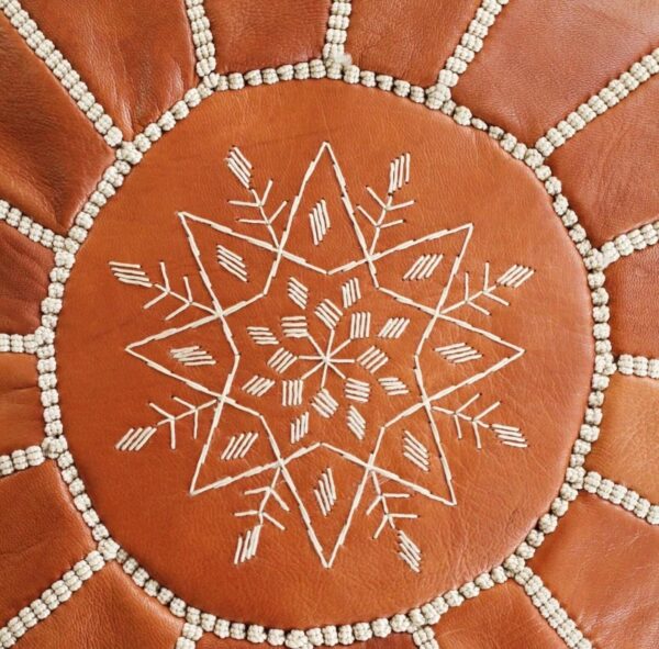 Moroccan leather pouf, Berber pouf, handmade round pouf - Image 4