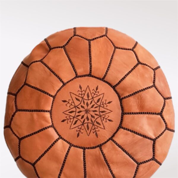 Moroccan leather pouf, Berber pouf, handmade round pouf - Image 2