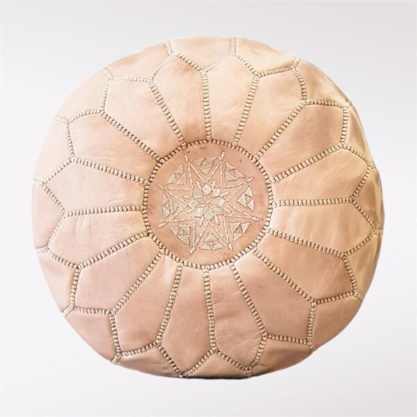 Moroccan leather pouf, Berber pouf, handmade round pouf - Image 2