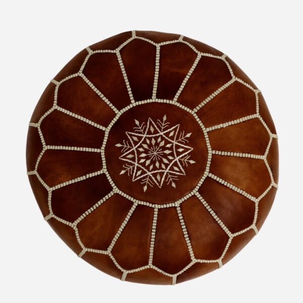 Moroccan leather pouf, Berber pouf, handmade round pouf - Image 5